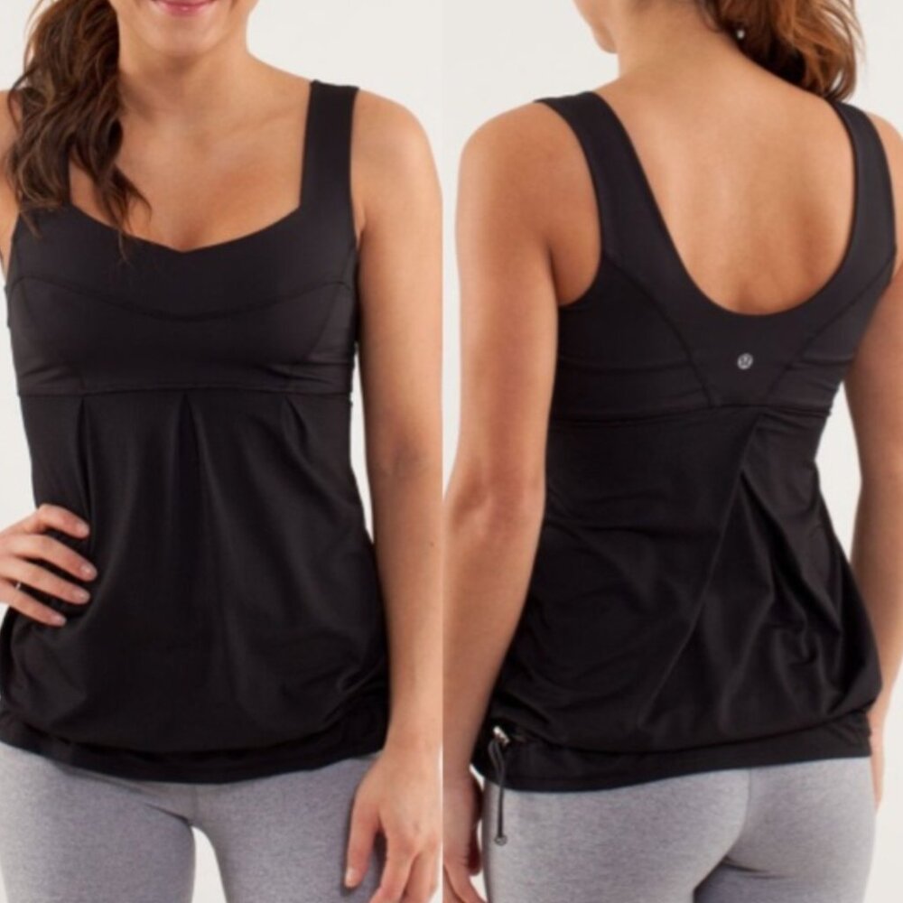Lululemon Run Tame Me Tank Black Tank Top Cinch Waist